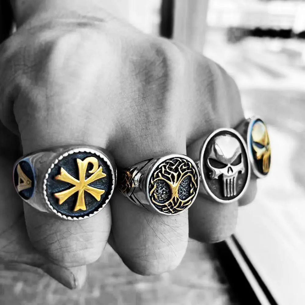 Chi-Rho Stainless Steel Ring - Vrafi Jewelry