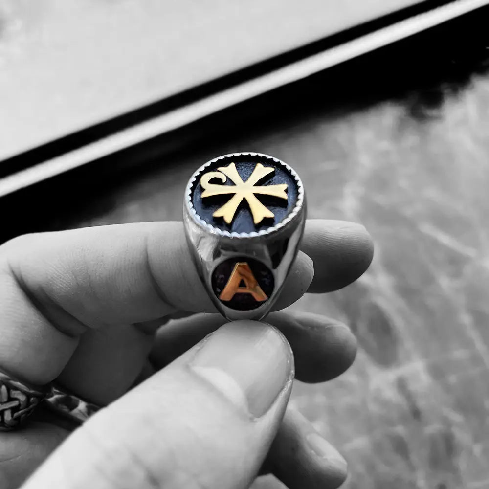 Chi-Rho Stainless Steel Ring - Vrafi Jewelry