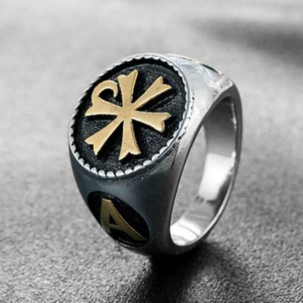 Chi-Rho Stainless Steel Ring - Vrafi Jewelry