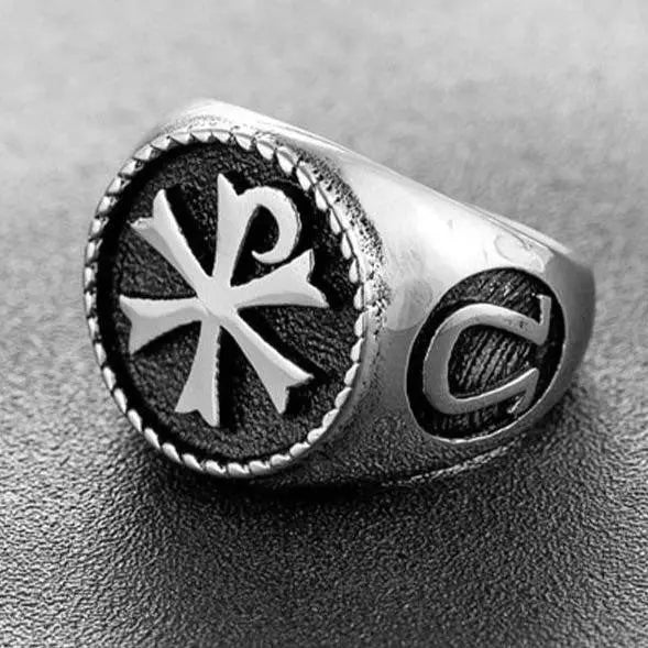 Chi-Rho Stainless Steel Ring - Vrafi Jewelry