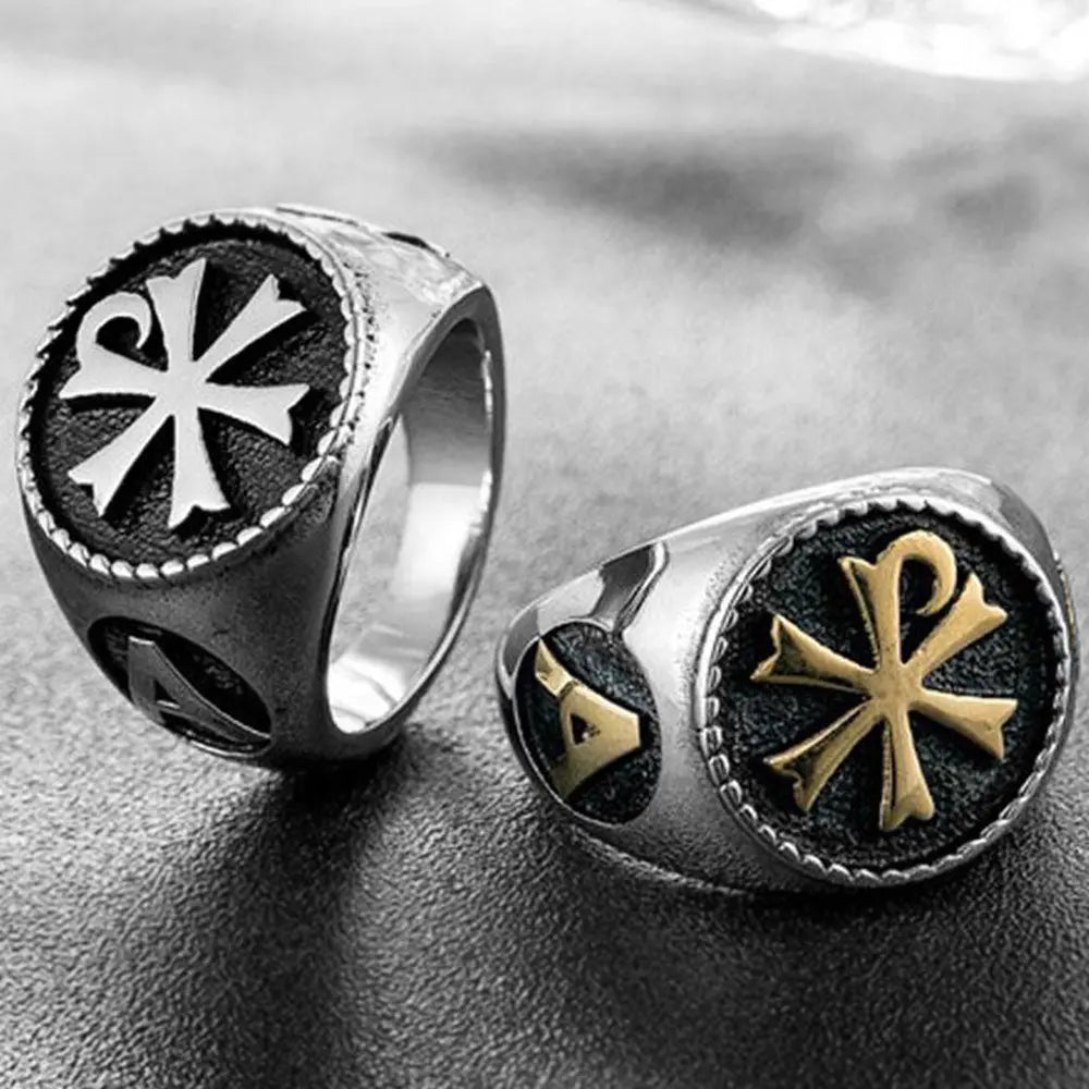 Chi-Rho Stainless Steel Ring - Vrafi Jewelry