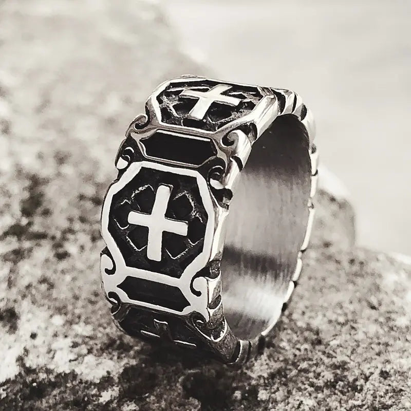 Christian Jesus Stainless Steel Cross Ring - Vrafi Jewelry