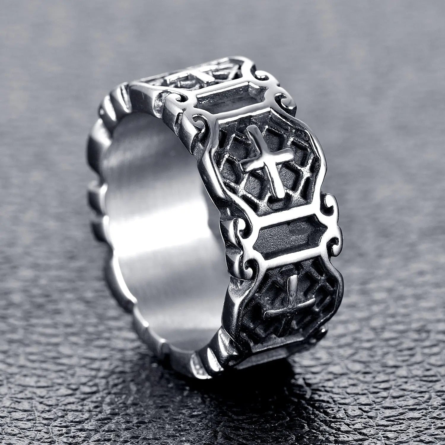 Christian Jesus Stainless Steel Cross Ring - Vrafi Jewelry