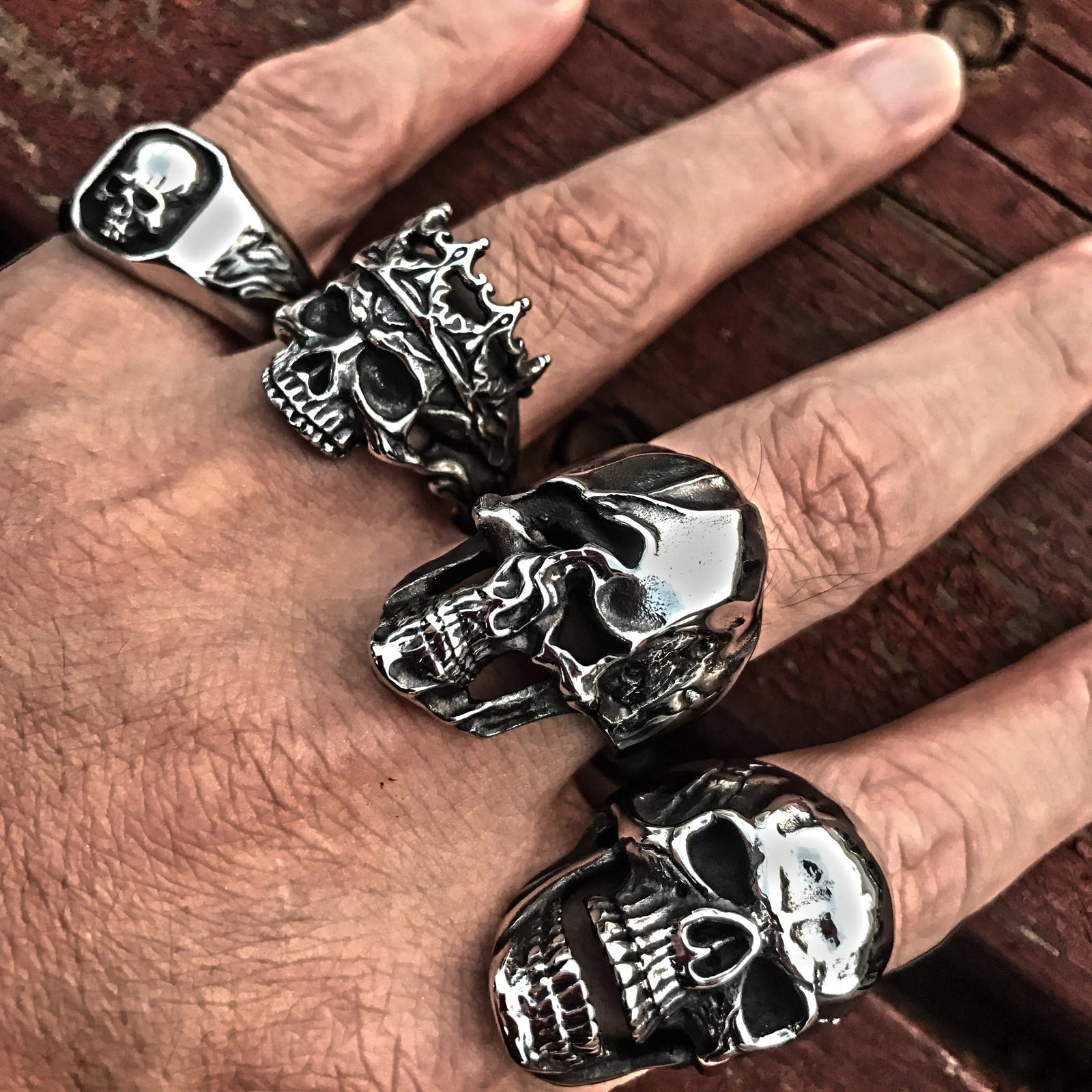 Silver Skull Rings for Men -Vrafi Jewelry