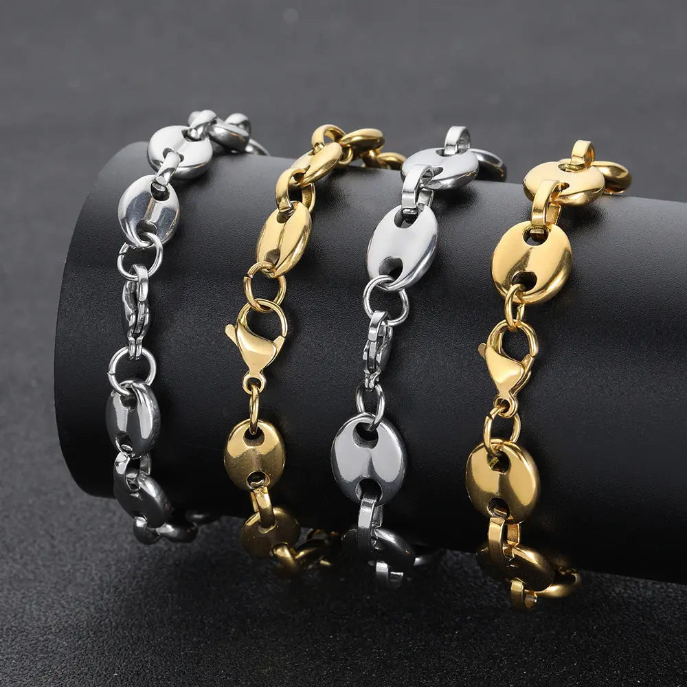 Coffee Bean Stainless Steel Chain Vrafi Jewelry