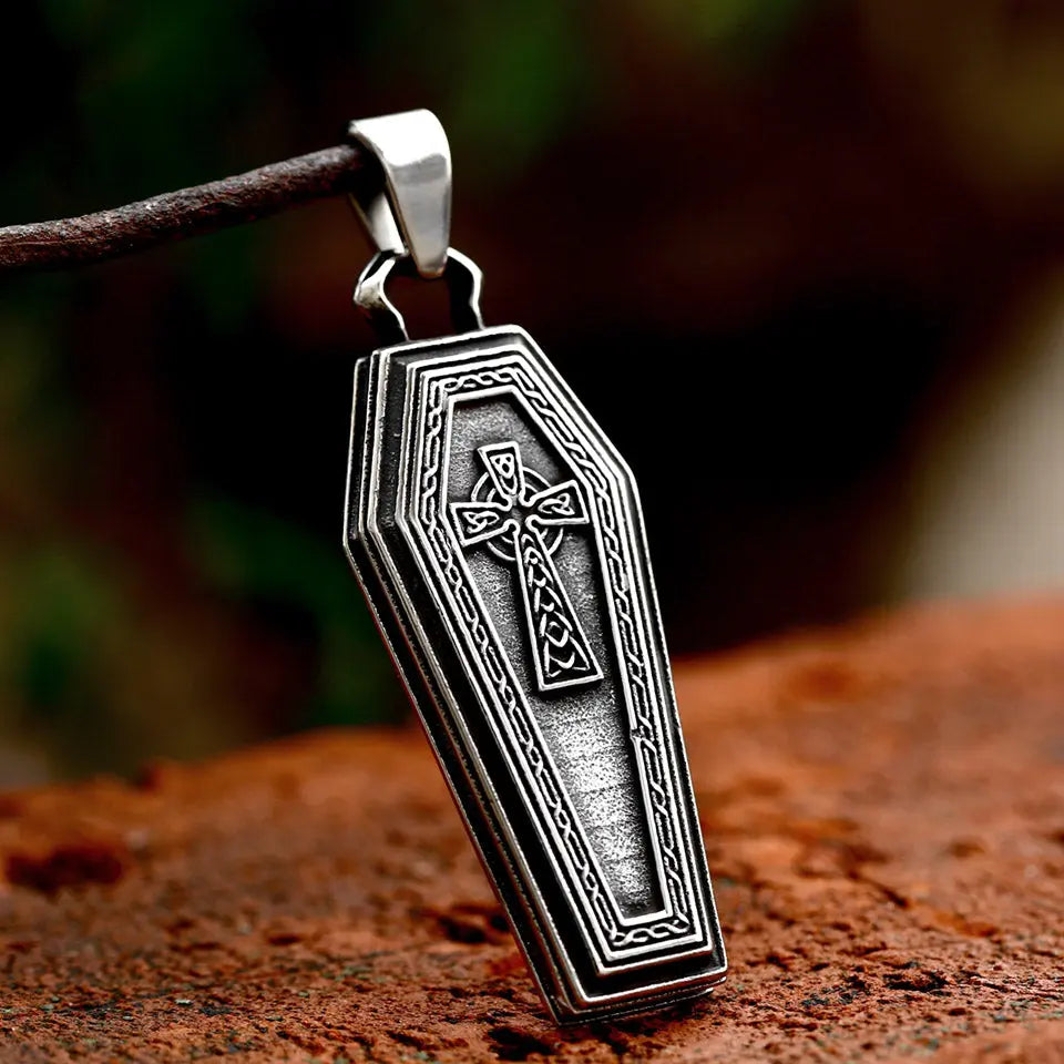 Coffin Shape With Celtic Cross Pattern Pendant Vrafi Jewelry