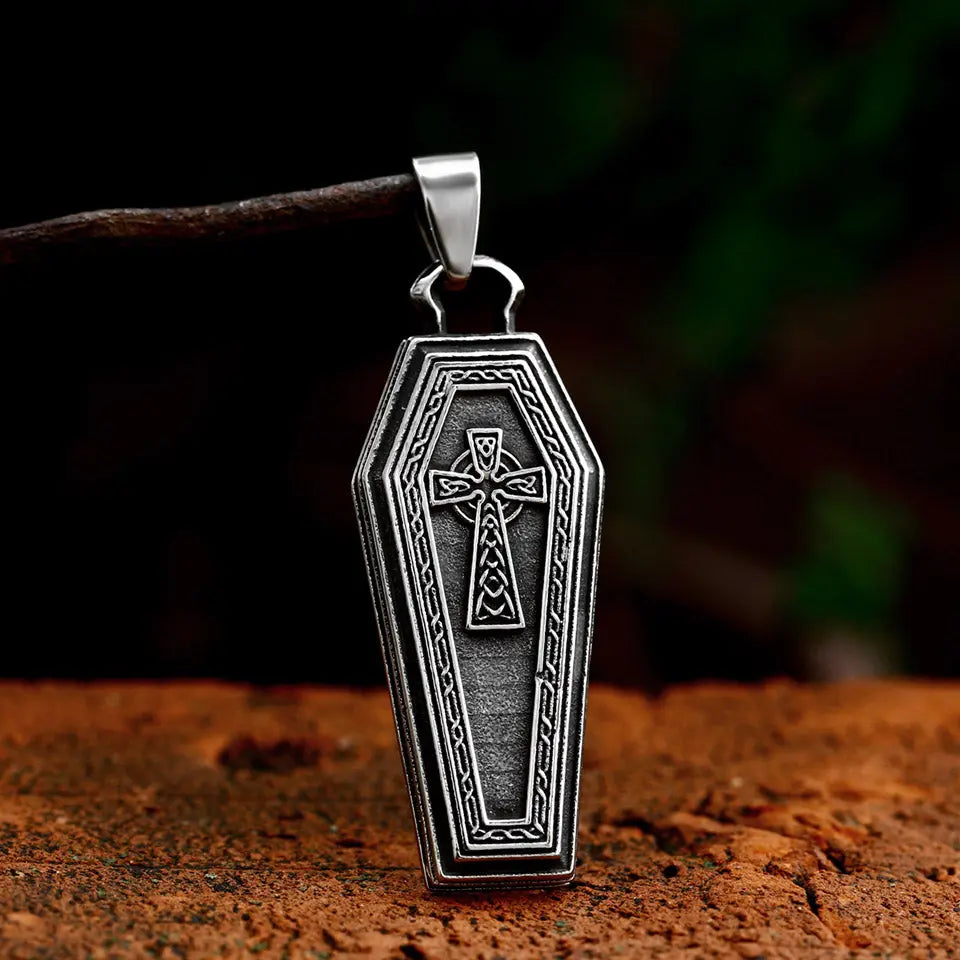 Coffin Shape With Celtic Cross Pattern Pendant Vrafi Jewelry