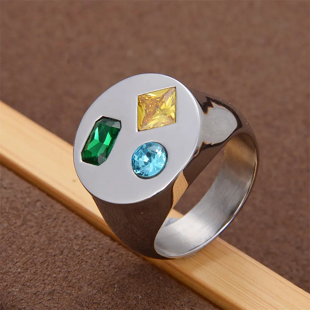 Colorful Gemstone Stainless Steel Ring VRAFI