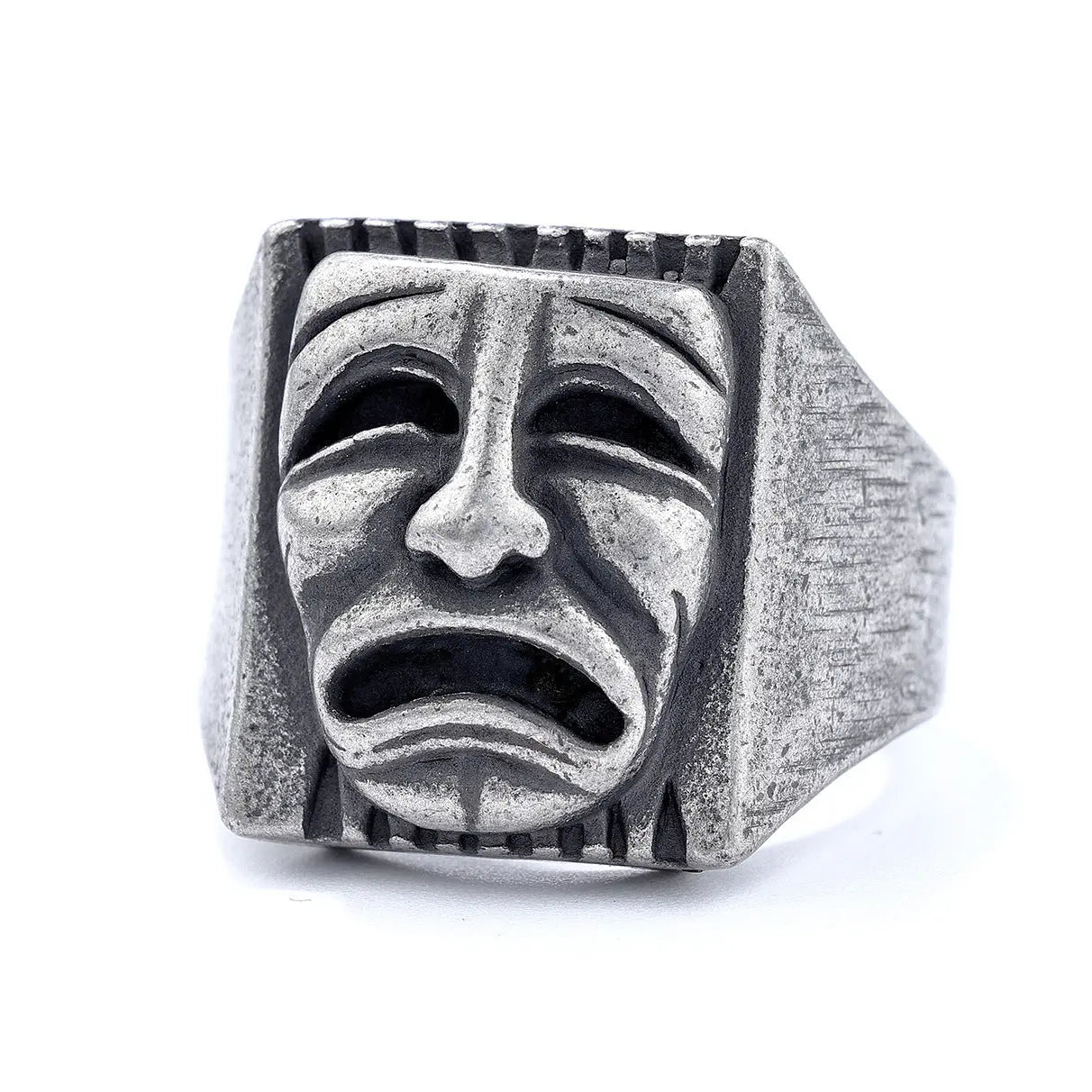 Comedy And Tragedy Masks Stainless Steel Ring - Vrafi Jewelry