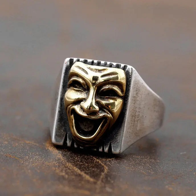 Comedy and Tragedy Silver Ring - Vrafi Jewelry