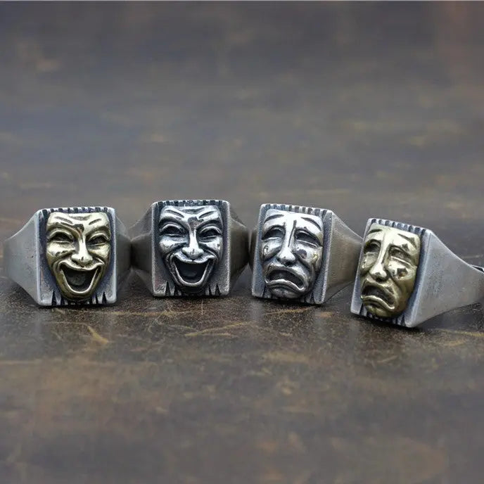 Comedy and Tragedy Silver Ring - Vrafi Jewelry