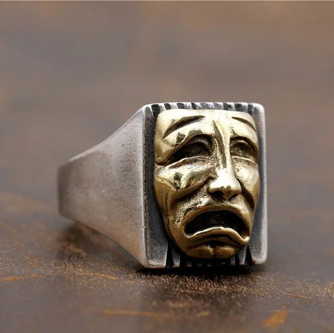 Comedy and Tragedy Silver Ring - Vrafi Jewelry