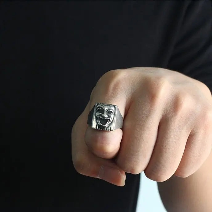 Comedy and Tragedy Silver Ring - Vrafi Jewelry