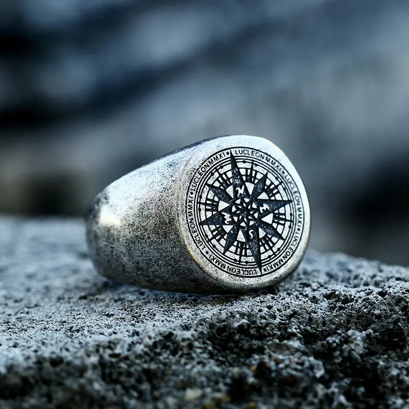 Compass Stainless Steel Ring - Vrafi Jewelry