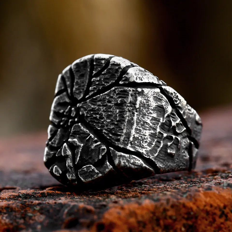 Cracked Stone Texture Stainless Steel Ring - Vrafi Jewelry