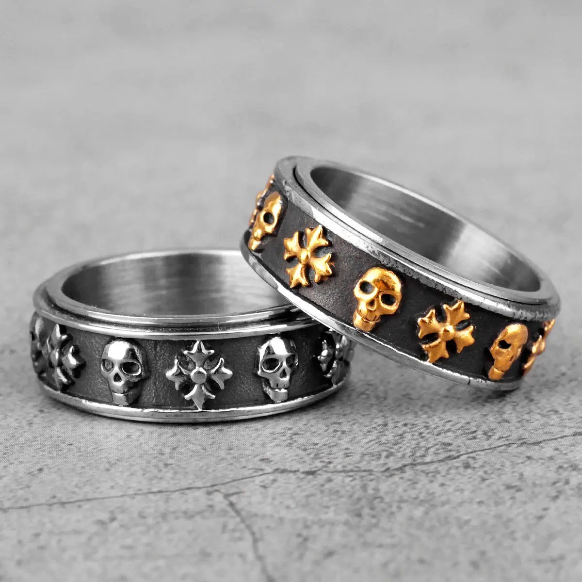 Cross & Skull Rotatable Stainless Steel Ring VRAFI