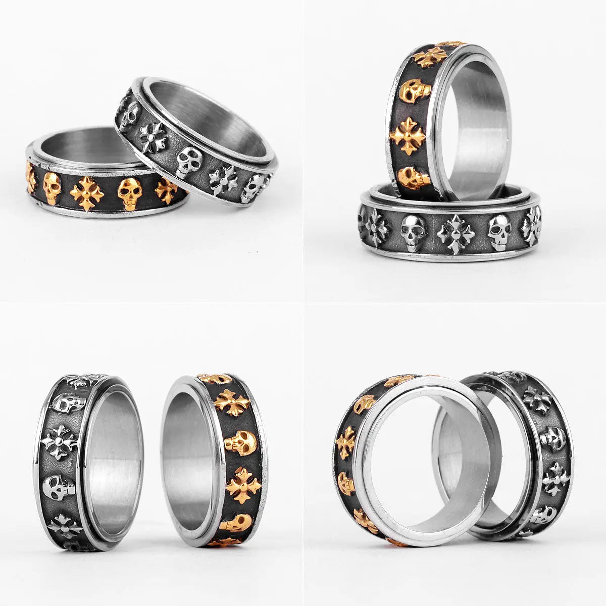 Cross & Skull Rotatable Stainless Steel Ring VRAFI