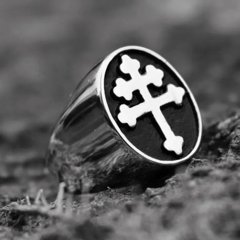 Cross of Lorraine Signet Ring - Vrafi Jewelry