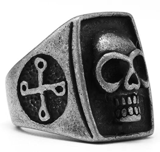 Cross Skull Ring Stainless Steel Ring-Vrafi Jewelry