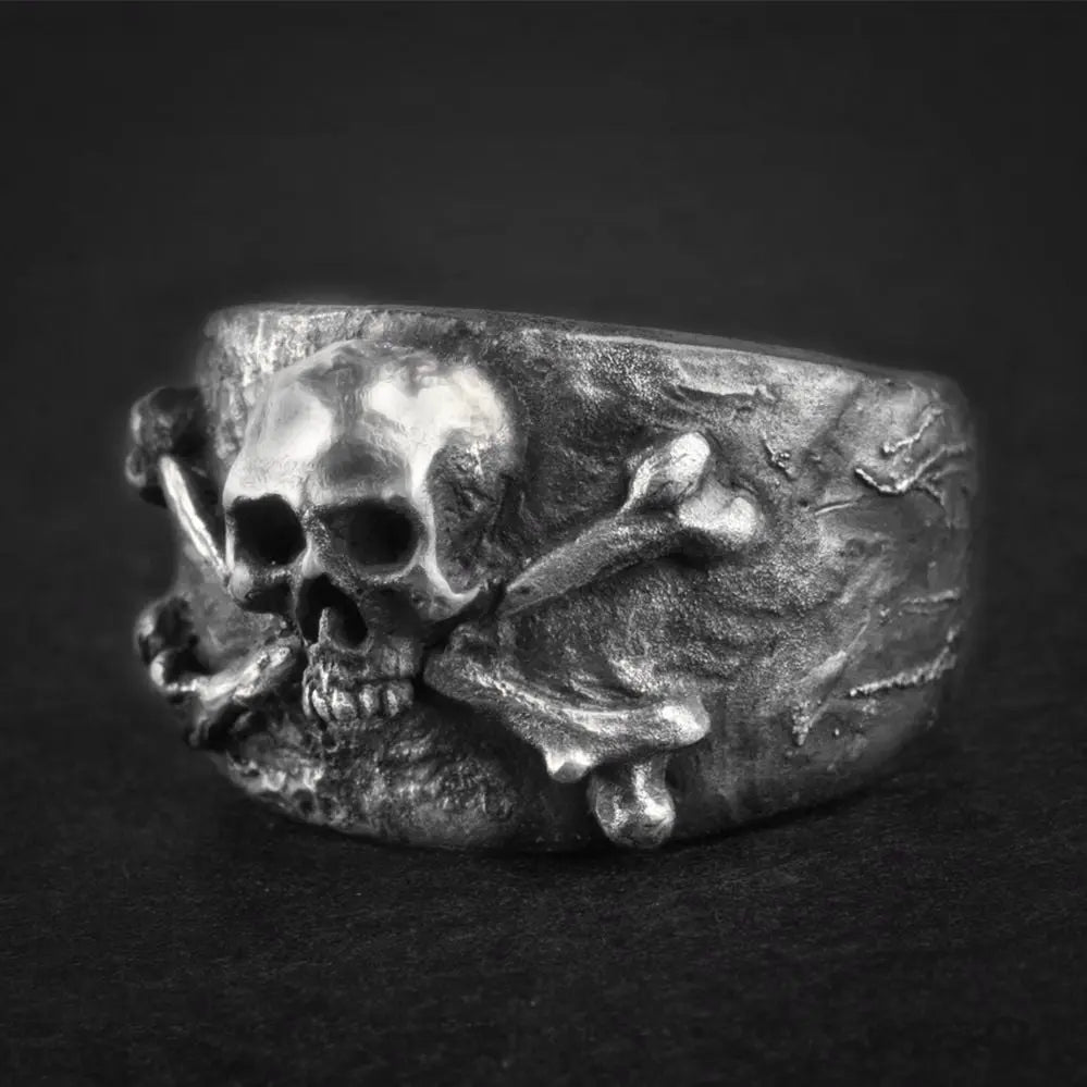 Crossbones Pirate Stainless Steel Skull Ring - Vrafi Jewelry