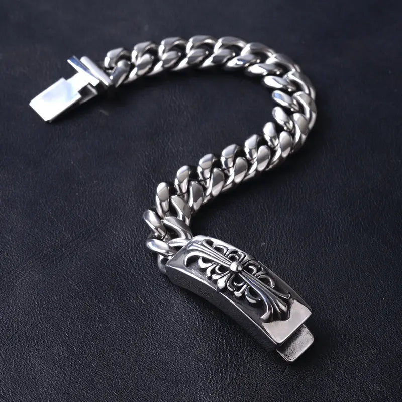 Cuban Link Cross Clasp Stainless Steel Bracelet VRAFI