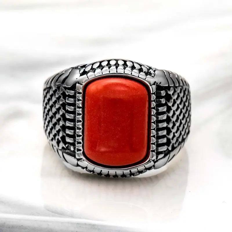 Cushion Ruby Stainless Steel Ring VRAFI