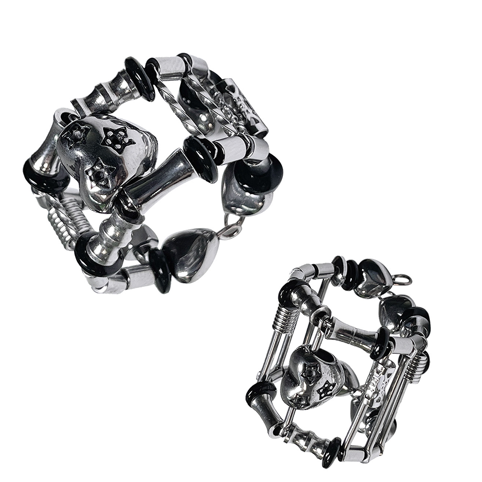 Titanium Steel Cylindrical Beaded Ring