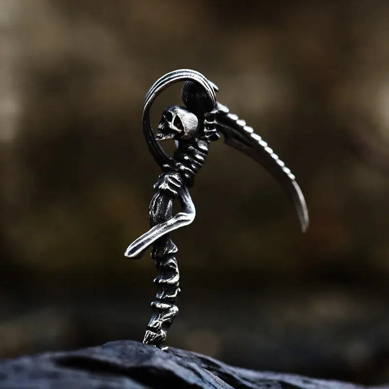 Death Scythe Skull Stainless Steel Pendant - Vrafi Jewelry