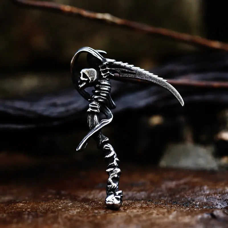 Death Scythe Skull Stainless Steel Pendant - Vrafi Jewelry