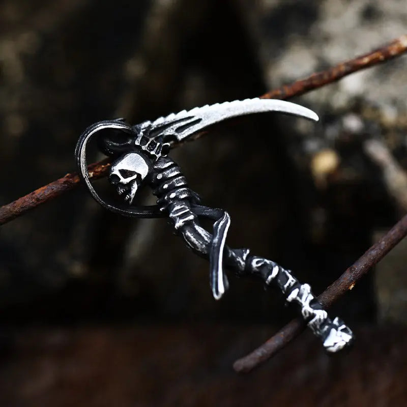 Death Scythe Skull Stainless Steel Pendant - Vrafi Jewelry