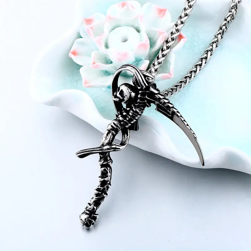 Death Scythe Skull Stainless Steel Pendant - Vrafi Jewelry