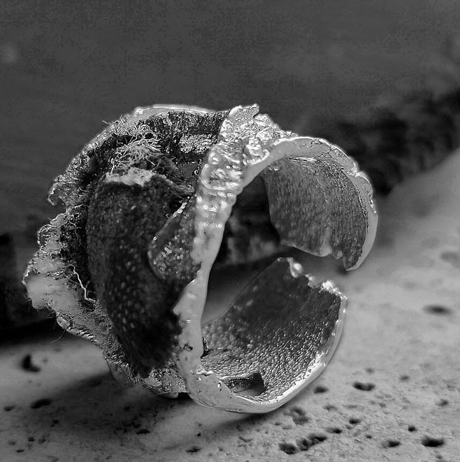 Denim Stitching Sterling Silver Open Ring