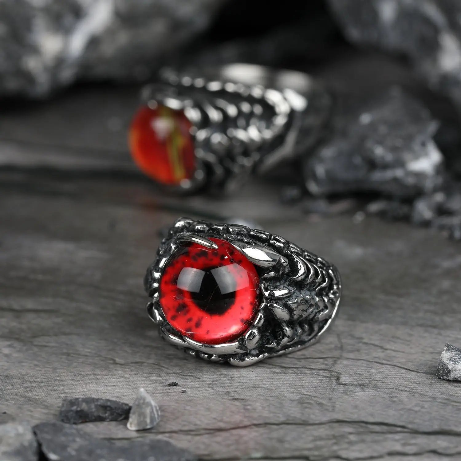 Devil's Eye Ruby Stainless Steel Ring - Vrafi Jewelry