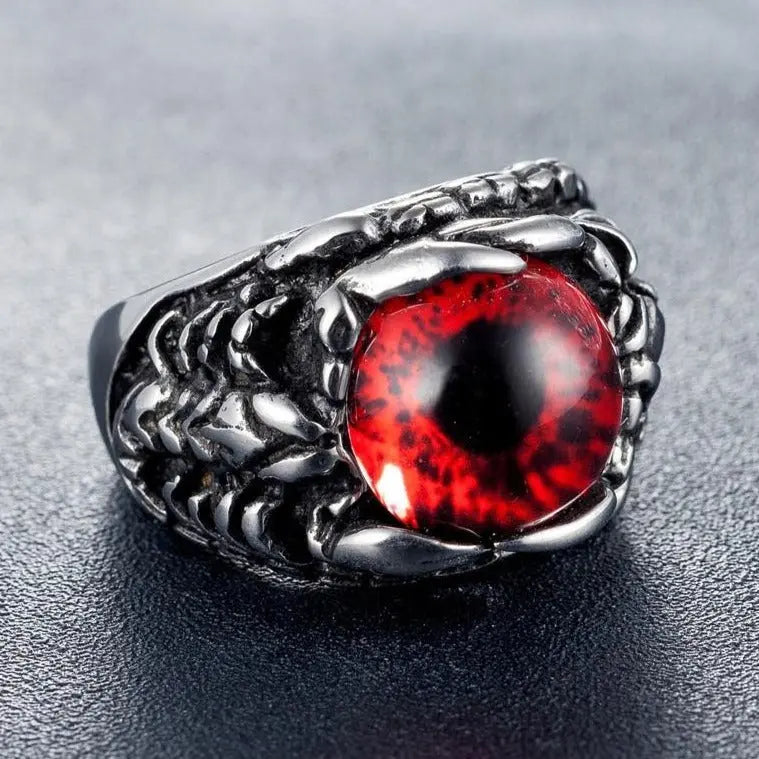 Devil's Eye Ruby Stainless Steel Ring - Vrafi Jewelry