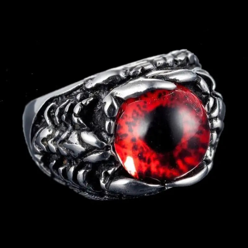 Devil's Eye Ruby Stainless Steel Ring - Vrafi Jewelry