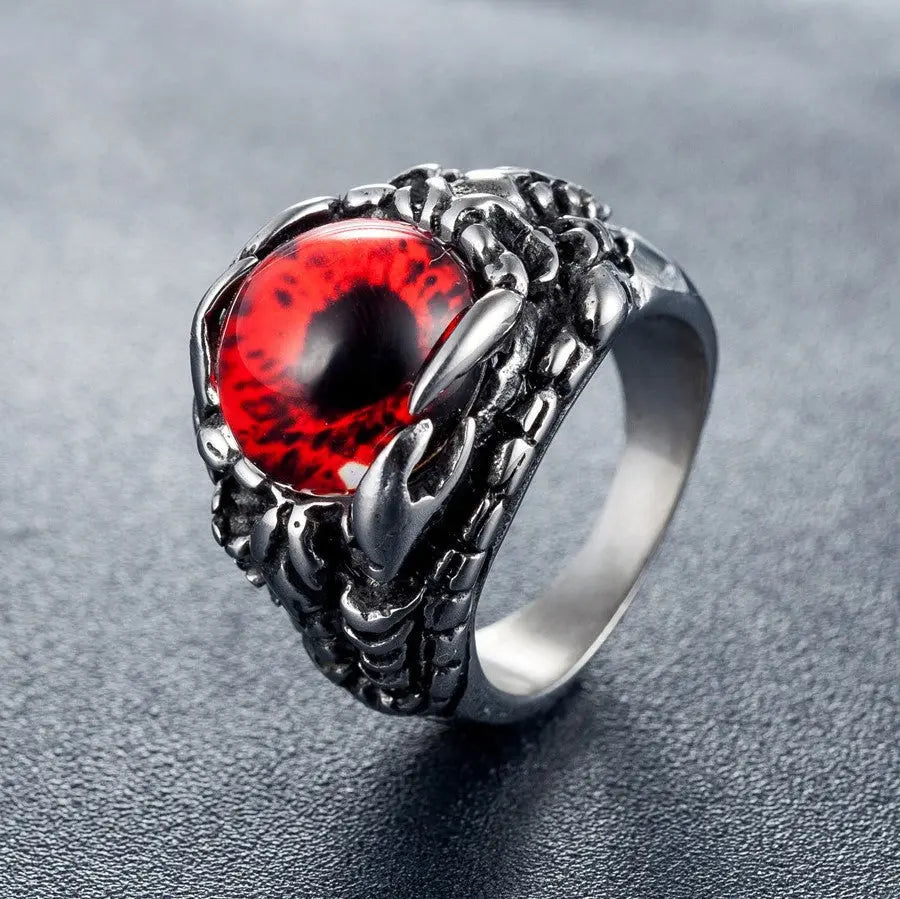 Devil's Eye Ruby Stainless Steel Ring - Vrafi Jewelry