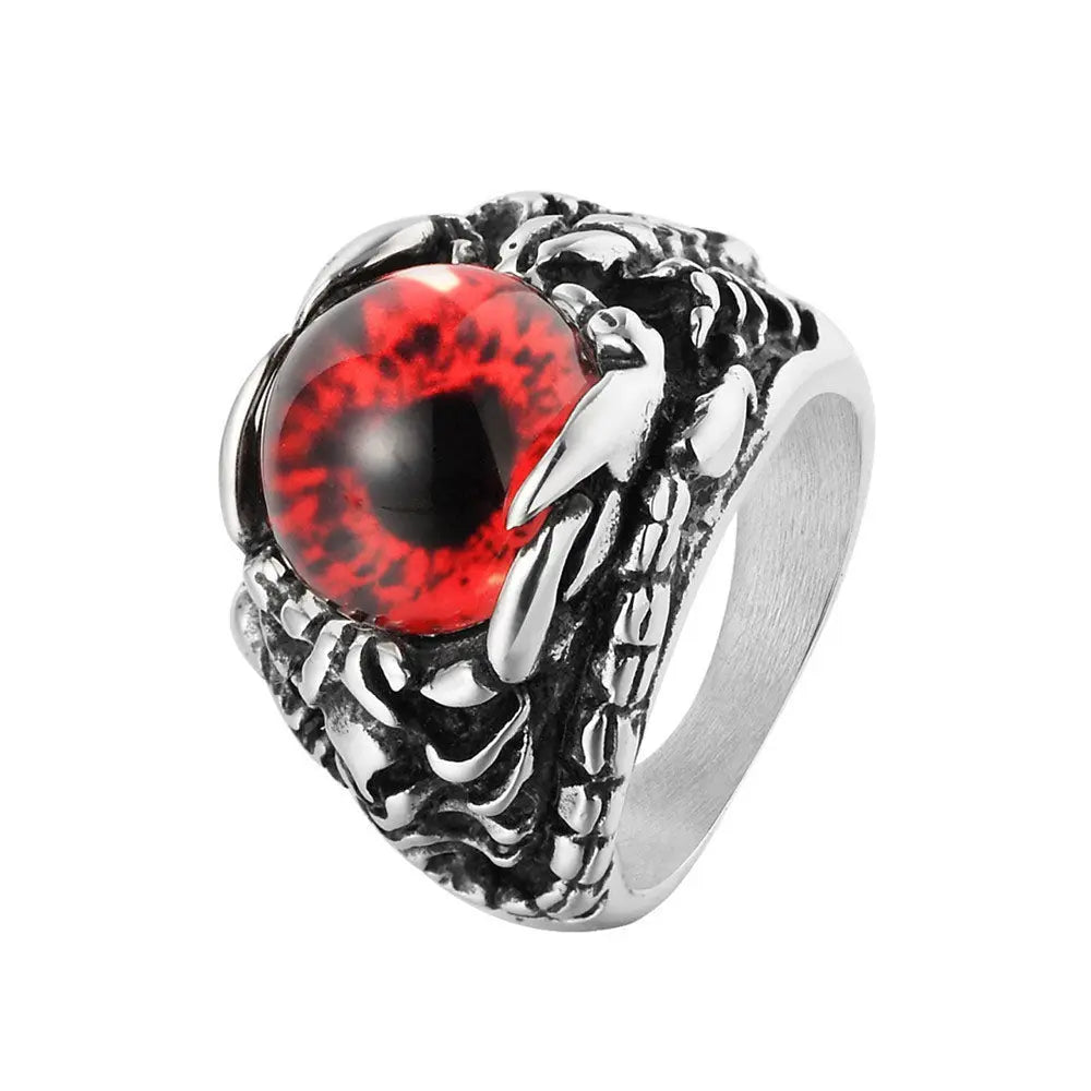 Devil's Eye Ruby Stainless Steel Ring - Vrafi Jewelry