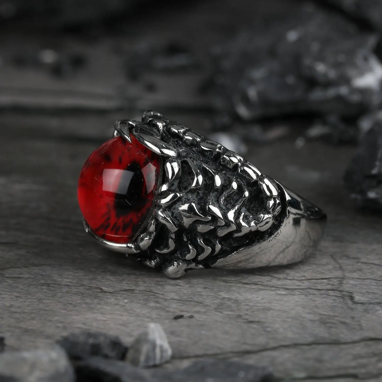 Devil's Eye Ruby Stainless Steel Ring - Vrafi Jewelry