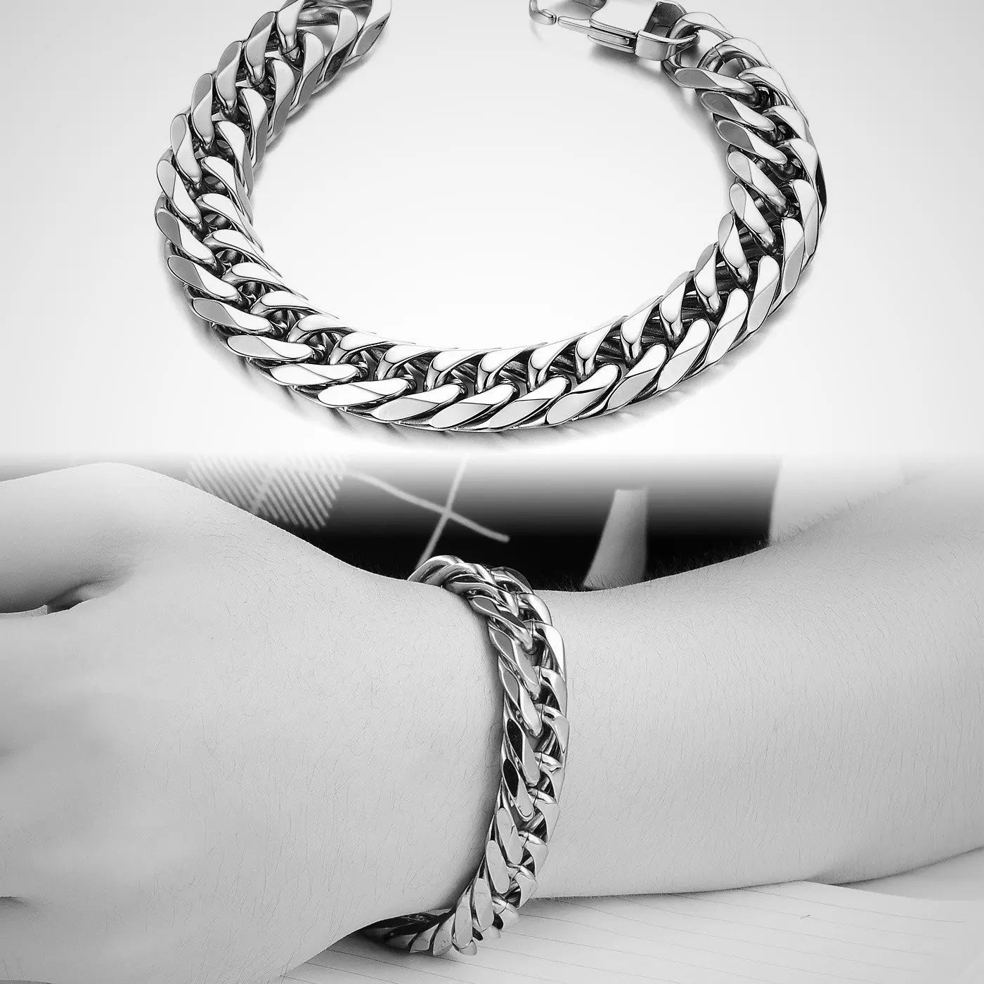 Diamond Cut Cuban Link Stainless Steel Bracelet VRAFI