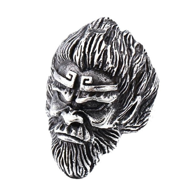 Distressed Stainless Steel Sun Wukong Monkey Head Ring