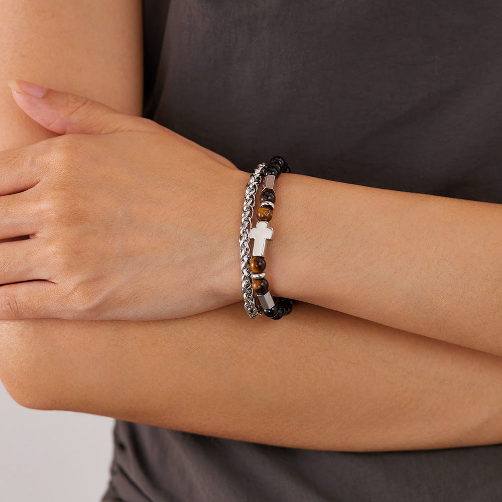 Bracelet Perlé Acier Inoxydable Albâtre