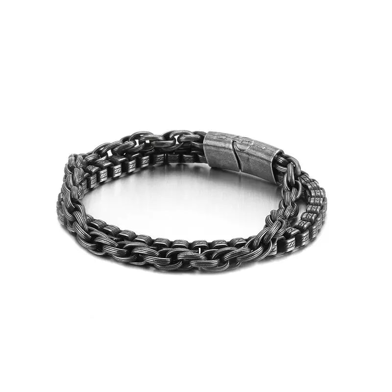 Dual Layer Box Link Stainless Steel Bracelet VRAFI