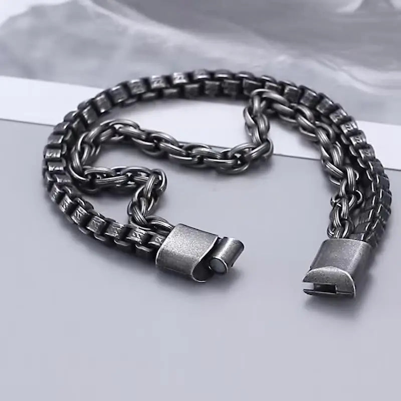 Dual Layer Box Link Stainless Steel Bracelet VRAFI