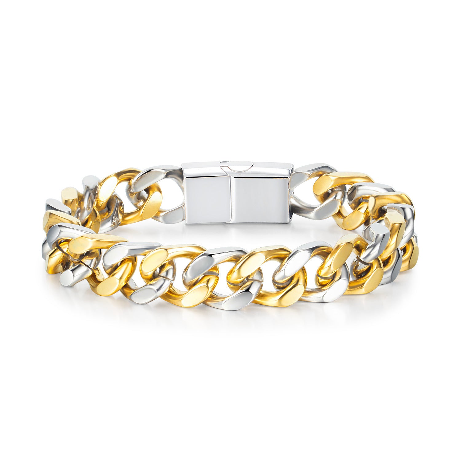 Dual-Tone Thick Snake Bone Chain Bracelet