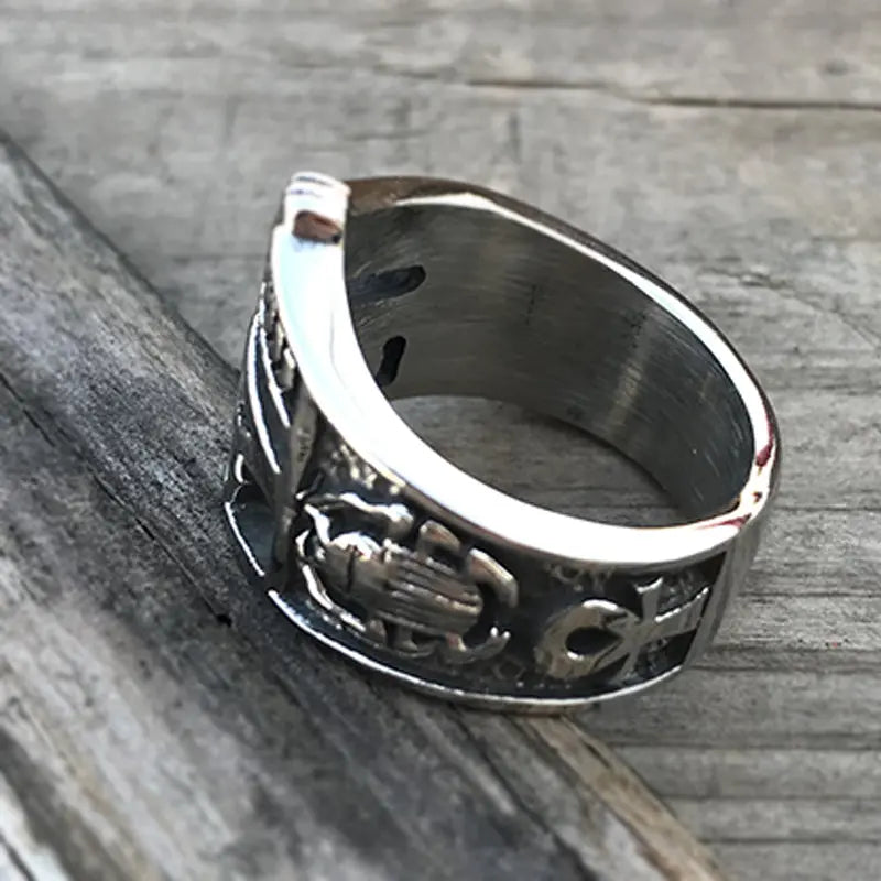 Egyptian Eye of Ra Stainless Steel Ring - Vrafi Jewelry