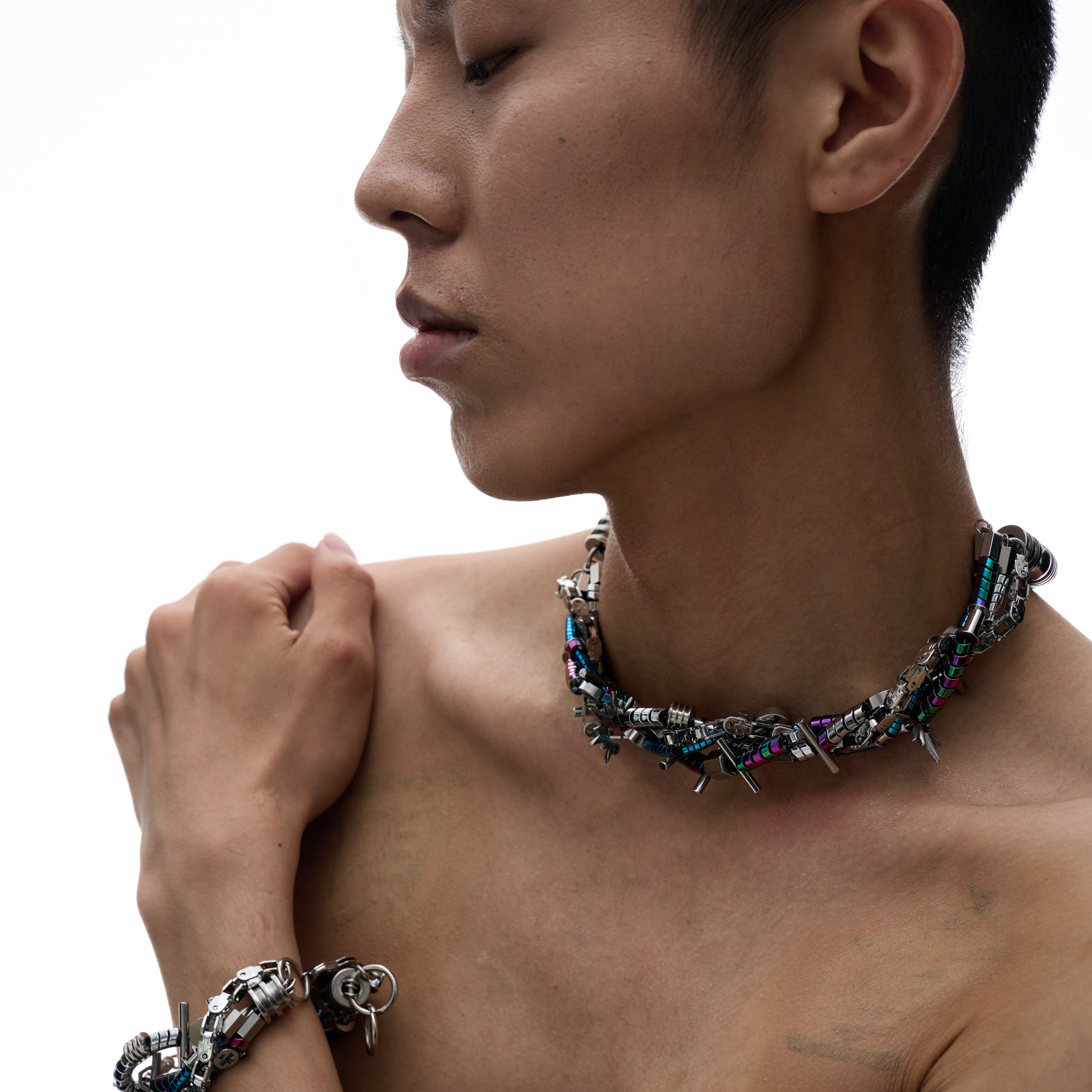 Electronic Mechanical Natural Stone Clavicle Necklace