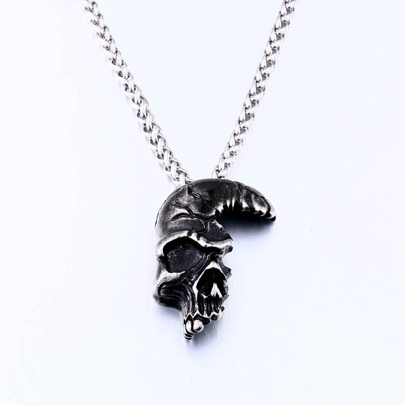 Enigmatic Half-Face Skull Pendant