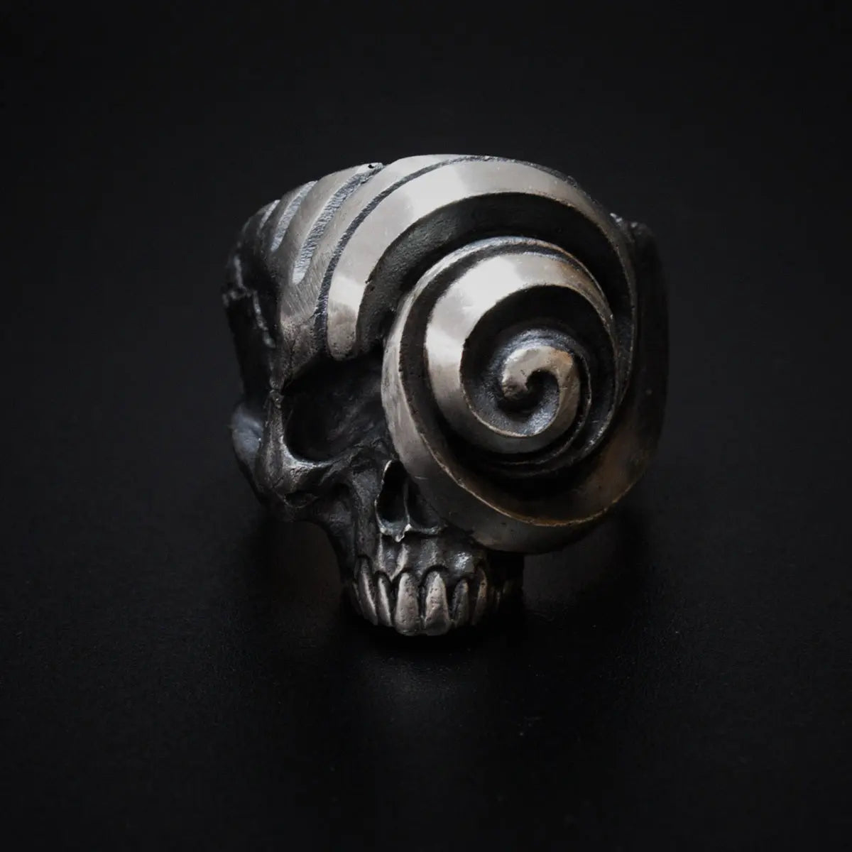Eye Of The Spiral Skull Sterling Silver Ring - Vrafi Jewelry