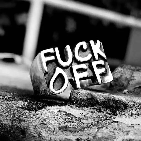 F**K Off Stainless Steel Simple Ring VRAFI