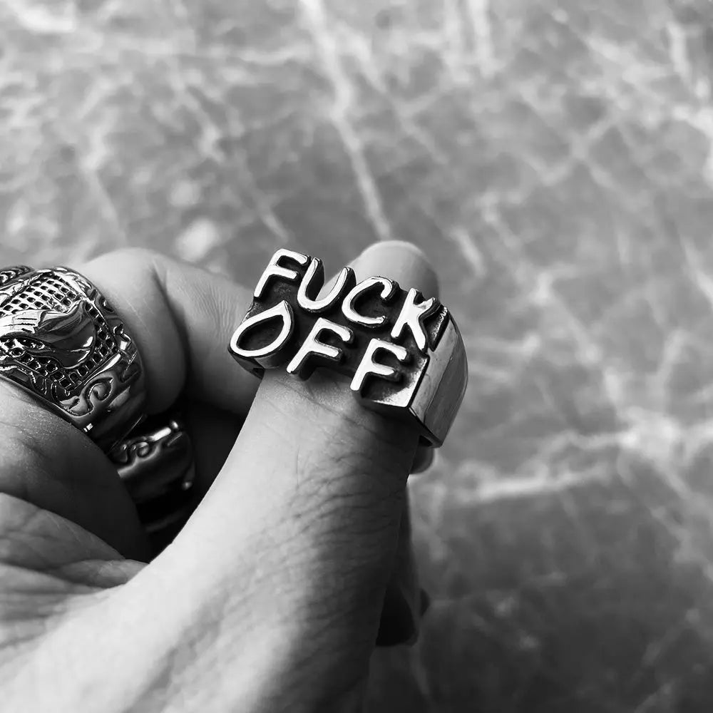 F**K Off Stainless Steel Simple Ring VRAFI